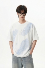 街头休闲小众设计感晕染压印T恤宽松圆领休闲上衣HY322TP35控58，男装T恤，电商A102B