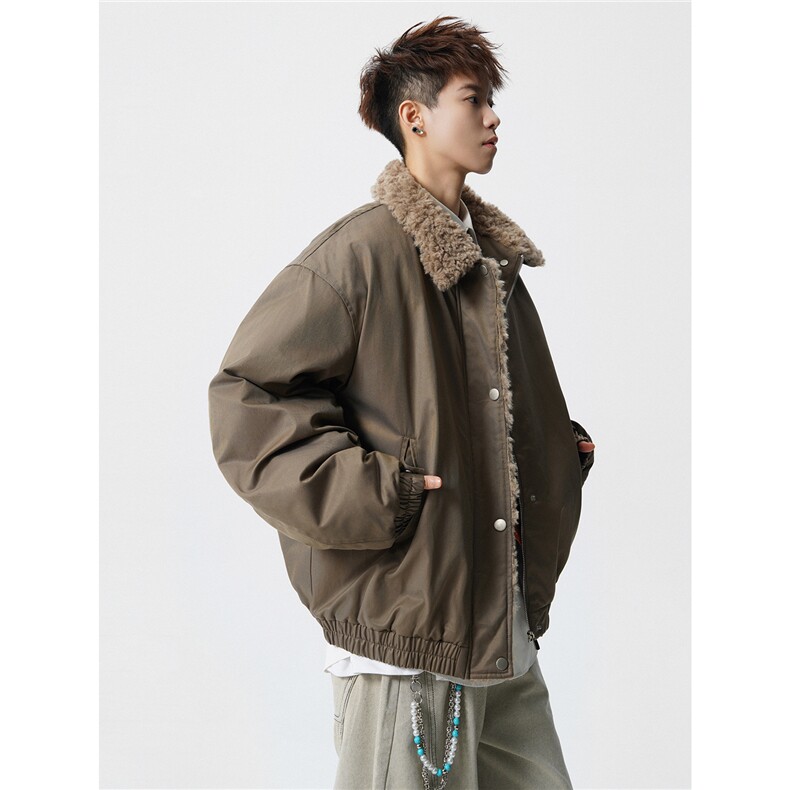 M8899P120控198巴恩风夹棉短款加绒加厚棉衣毛领棉服外套,男装棉衣,电商B205