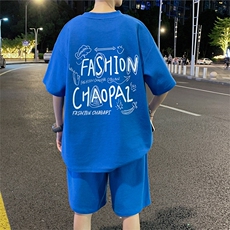 ！2024夏季新款男士华夫格短袖T恤套装青少年半袖HTZ42P55，男装T恤，电商B220