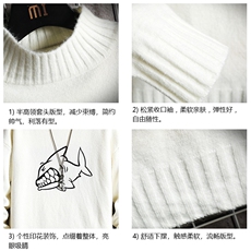 M18041-P45加绒款-P65半高领毛衣男士大码针织衫男毛线衣男网格，男装针织衫/毛衣，电商A040A