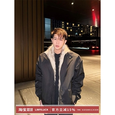 美式高级感夹克棉服男冬季加绒加厚双面穿皮毛一体外套男，男装夹克，四季星座505