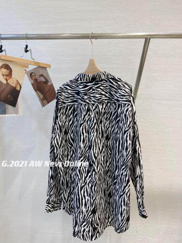 秋季新款现货斑马纹衬衫2色，女装衬衫，G