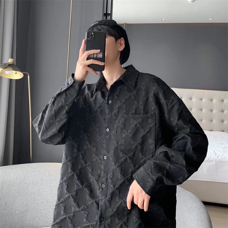 衬衫潮流新款长袖潮ins文艺时尚发泡印花日系春季男  W2724-P48图片