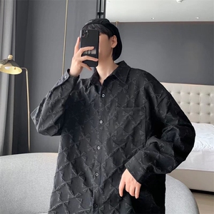 衬衫潮流新款长袖潮ins文艺时尚发泡印花日系春季男  W2724-P48图片