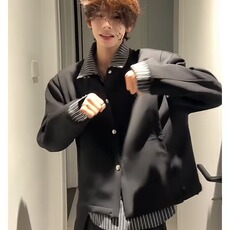 新款假两件工装外套男士韩版青年港风夹克休闲宽松上衣JKD639，男装夹克，星座516A