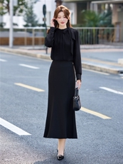 BAO现货2026新款春装时尚气质优雅花边领衬衣百搭半身裙两件套，女装套装/套裙，火爆靓佳人