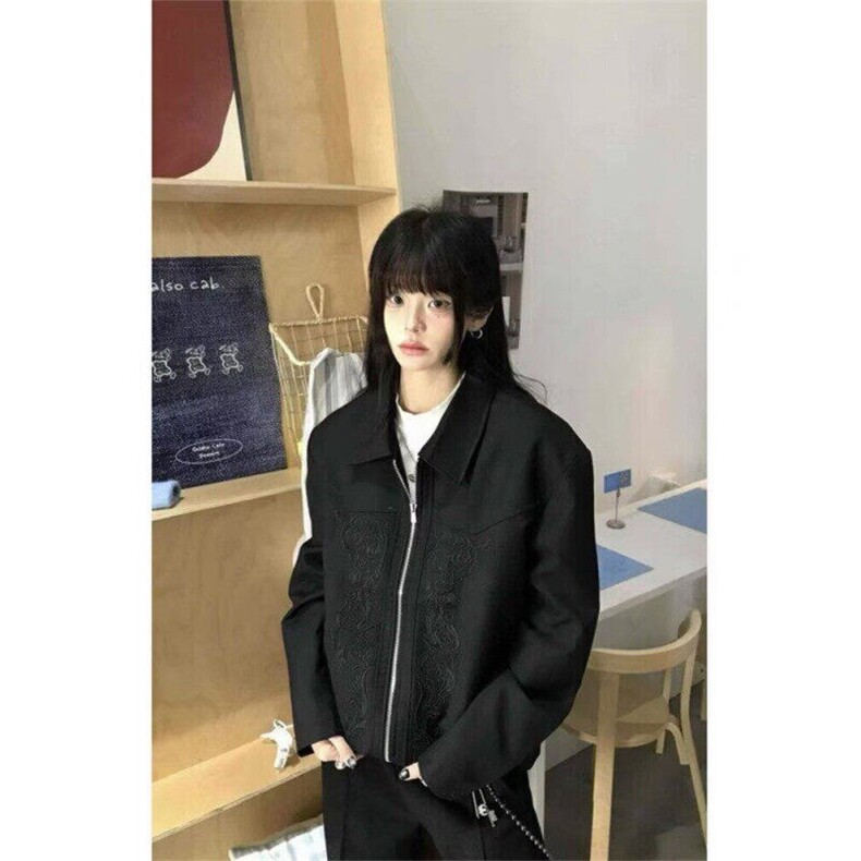 【有货】DHT153-特P68春季美式复古刺绣翻领垫肩夹克男痞帅外套潮,男装夹克,星座603-2