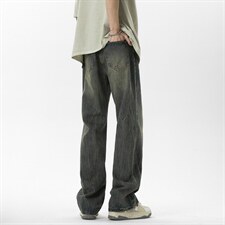 C315-G3022现货高品质高街复古重工洗水猫须马骝牛仔裤(P65限89)1，男装牛仔裤，电商C315