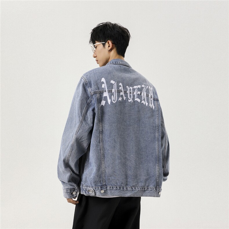 2025新款牛仔韩版字母刺绣工装潮流水洗外套N608/P105158,男装工装外套,星座202