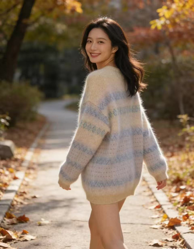 2025年秋季时尚百搭通勤简约休闲加厚菱形提花,女装羊毛衫,美轩羊绒