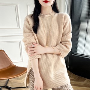 侧拉链设计感羊毛衫长袖宽松针织衫2024年秋季图片