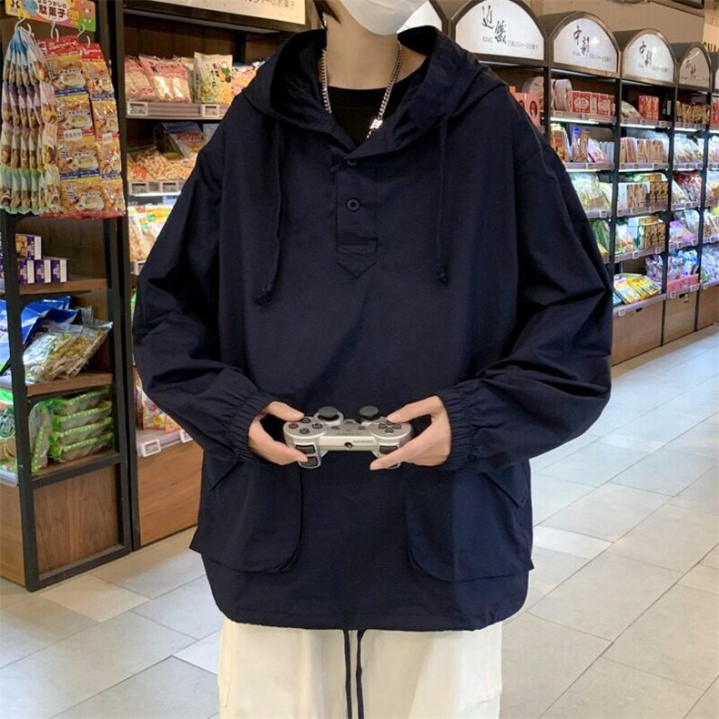 连帽夹克男宽松套头休闲上衣日系百搭时尚工装外套男WB429-P36,男装夹克,星座412-2