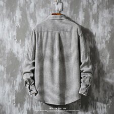 日系休闲磨毛格子衬衫男外套长袖青少年大码宽松男衬衣C881-P50，男装衬衫，电商A157B