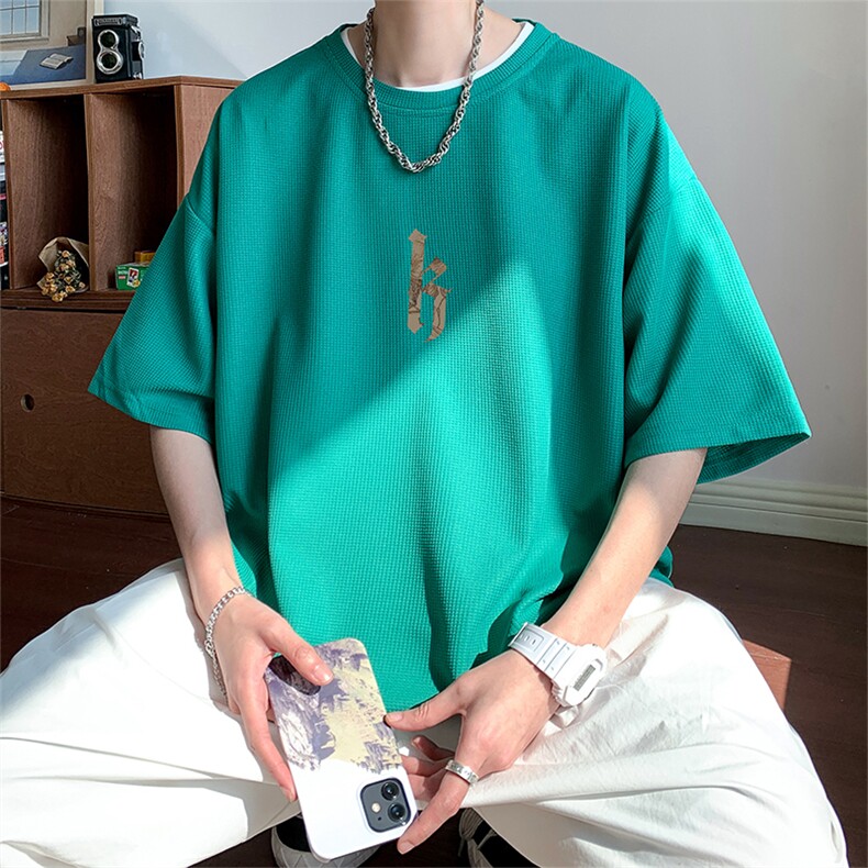 ！2024夏季新款男士潮流华夫格短袖情侣半袖TXH303P28,男装T恤,电商B220