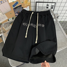 抖音直播品质重磅港风宽松五分裤男短裤X416b-1-DK382-P45限58，男装牛仔裤，星座416B-1