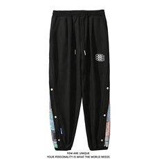 加绒加厚港风冬新款侧开叉排扣束脚运动休闲裤2110-2-P65控80，男装休闲裤，星座914-3