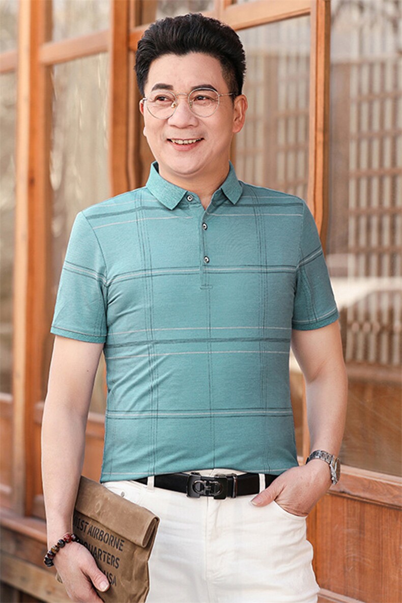 商务休闲男装夏季新款短袖T恤polo衫中年翻领薄款半袖体恤男上装,男装Polo衫,电商B212（原钱塘6029）