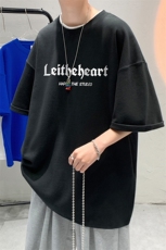 港风200g纯棉夏季休闲宽松新款T恤字母印花情侣T6015P25控38，男装T恤，电商A268A