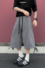 立体裁剪设计格子薄款休闲裤夏季新款潮牌宽松七分裤男2558特P28，男装休闲裤，电商C305A