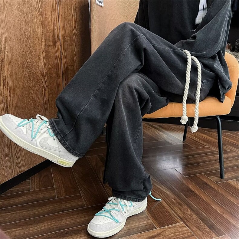 欧美嘻哈复古做旧水洗直筒牛仔裤男潮牌宽松阔腿休闲裤N9337-P49,男装牛仔裤,星座1008