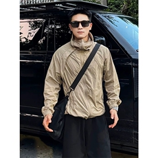 现货冰丝连帽防晒衣轻薄网眼透气户外运动拼接外套男A699-P45，男装防晒衣，星座1505