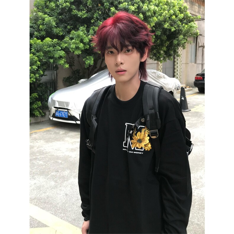 网图有货蝴蝶花园刺绣长袖T恤男女宽松休闲圆领上衣A1062-P40,男装T恤,星座1505