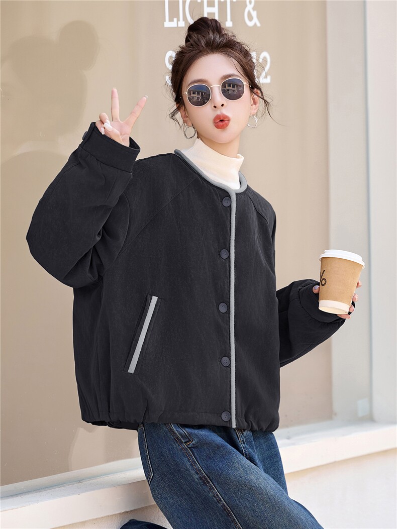 现货90白鸭绒圆领短款羽绒服女2025冬新款宽松时尚百搭保暖外套,女装羽绒服,琦鑫阁（原依鑫阁）