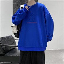 华夫格卫衣圆领卫衣男大码长袖t恤男外套HW76140-P30加绒款-P40，男装卫衣，电商A040