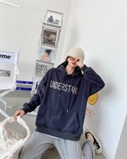 现货冬款韩版休闲时尚加绒卫衣，女装卫衣/绒衫，泽妤