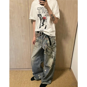 【套图1】903-AK91-特P70【98】S-3XL  印花牛仔裤！3图片