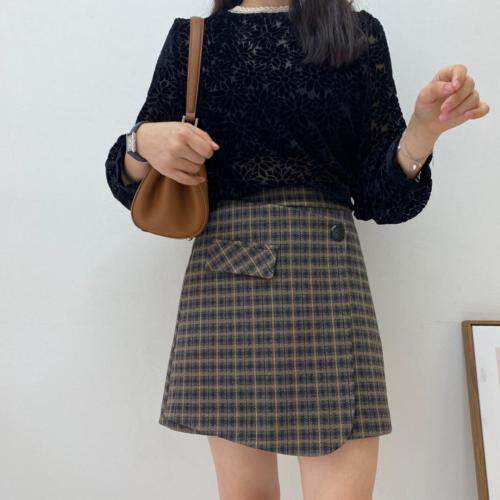 现货冬装新款格子裙裤，女装，春天