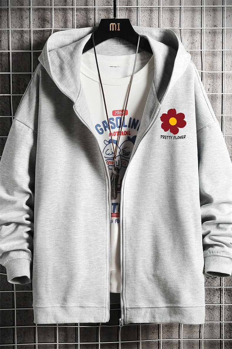 KS21257-P38连帽开衫卫衣男运动外套大码班服网格,男装卫衣,电商A040A