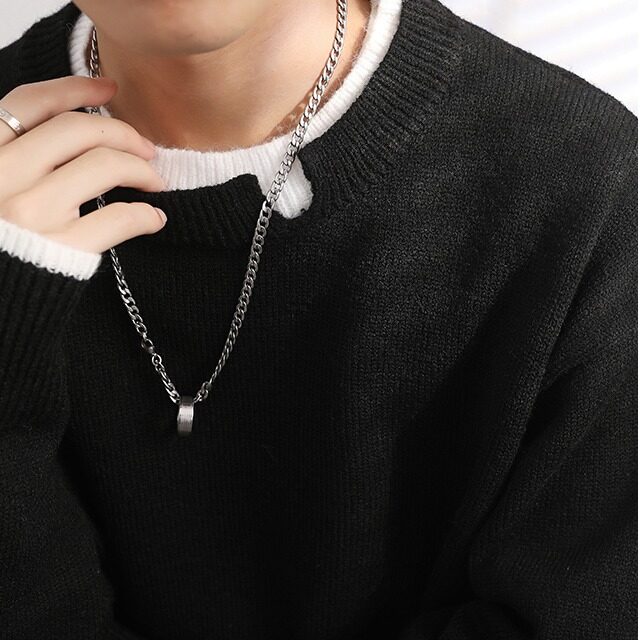 D2313-P58高级感简约百搭北极绒假两件毛衣男慵懒风宽松长针织衫,男装针织衫/毛衣,星座603-2