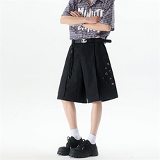 现货（带腰部配件）ZK8022-P55嘻哈街头美式阔腿垂直酷大码短裤，男装休闲裤，电商A059