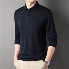 G88159男式2023年秋季新款T恤衫男长袖羊毛青年休闲体恤P72，男装T恤，电商B360
