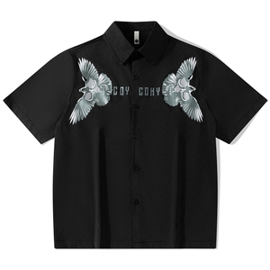 2025夏装飞鹰印花短袖衬衫男夏季宽松休闲半袖衬衣 CS608-特P40图片