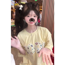 H1021-P35贴布刺绣220克宽松休闲短袖T恤女，男装T恤，星座617A-2