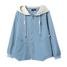 短外套女2021春秋装新款女装时尚休闲连帽春秋女士风衣外套，女装短外套，依恋蒂丝