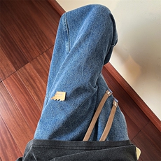 青少年牛仔裤男生初中学生15岁大童阔腿直筒长裤XK66219特批35，男装牛仔裤，电商A042