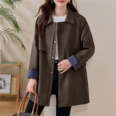 现货。2025年春秋新款风衣女中长款小个子韩版显瘦气质百搭外套，女装风衣，依万里
