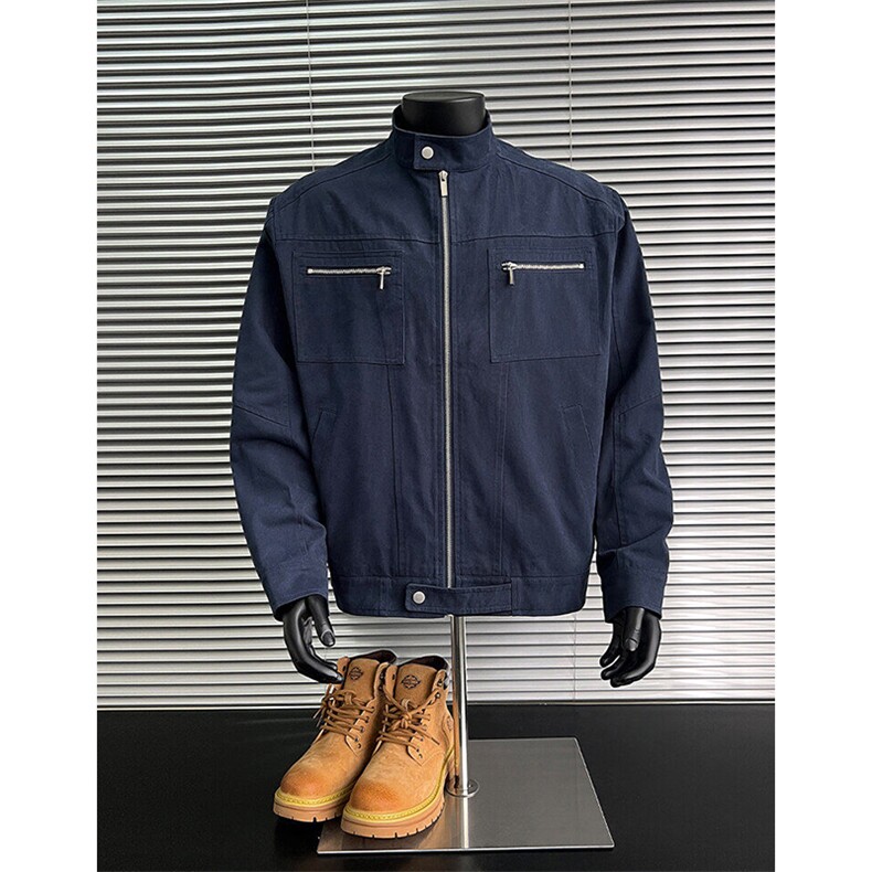 26春装高品质老钱风立领夹克外套男女美式潮牌拉链工装风宽松上衣，男装夹克，电商A486