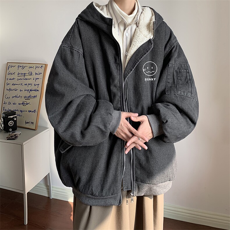 控价158牛仔外套男大码加厚加绒棉衣男羊羔毛棉服男NM53072-P140,男装棉衣,电商A040