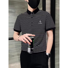 夏季男士翻领短袖T恤商务休闲半袖打底保罗POLO衫男青年条纹上衣t，男装Polo衫，星座506A