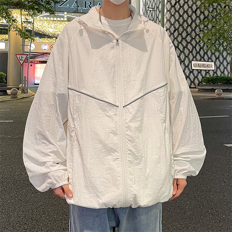 特批P55无差价夏季满天星冰丝凉感UPF50+连帽潮防晒服外套男J2609,男装防晒衣,电商A001-1