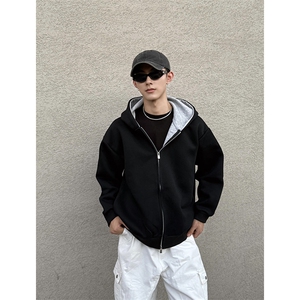抖音得物高品质二开 26春装美式重磅宽松结构双面连帽卫衣外套W68图片