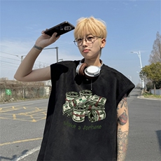 麂皮绒背心坎肩男T恤美式港风潮JB457-特P19控38，男装背心/马甲，电商B370