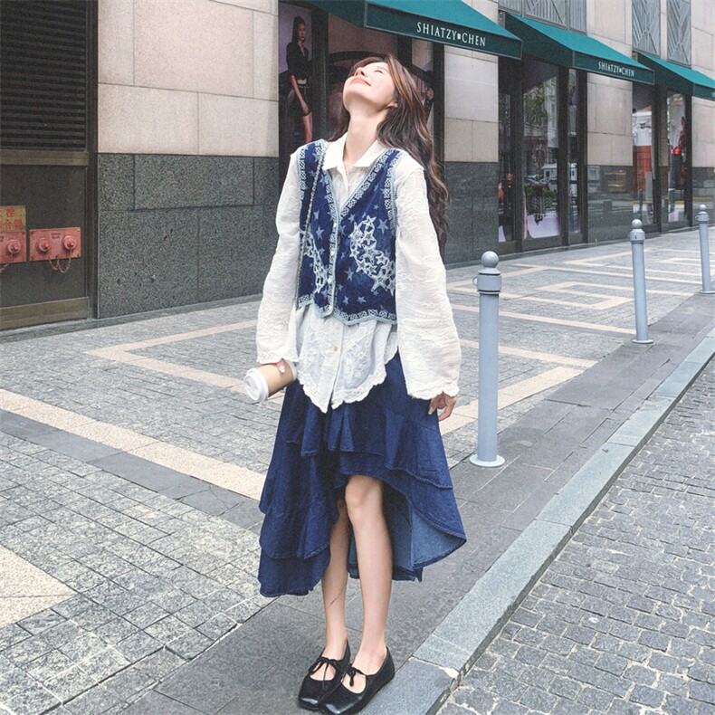 有货民族风牛仔马甲三件套AD808-P175K248,女装套装/套裙,2B187