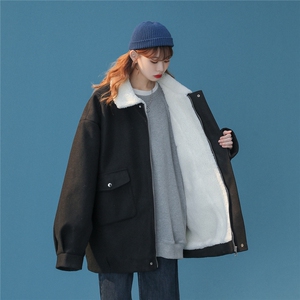 TP98N58毛呢羊羔毛棉服加绒加厚OVERSIZE韩版宽松上衣外套图片
