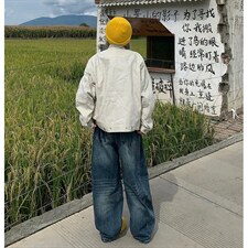 26春装高品质老钱风立领夹克外套男女美式潮牌拉链工装风宽松上衣，男装夹克，电商A486