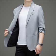 纯色西服中年男士宽松外套个性百搭商务休闲上衣男装MJ2305-P115，男装西服，星座1105-3